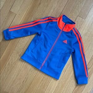 Adidas Blue tracksuit Jacket with Bright Orange Stripes, size 2T